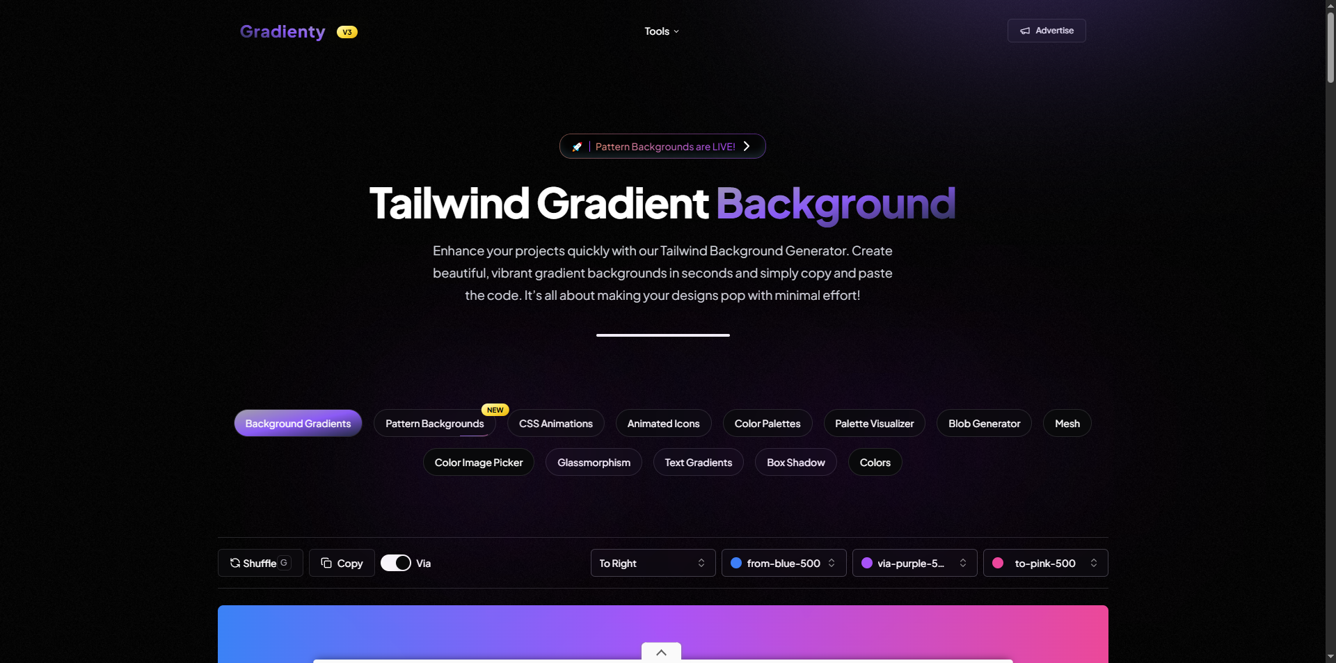 Gradienty product interface